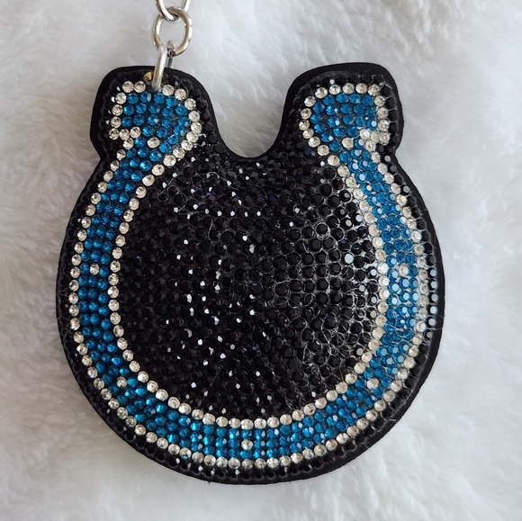Indianapolis Colts Black and Blue Logo Rhinestone Keychain Bag Charm - Picture 2 of 3